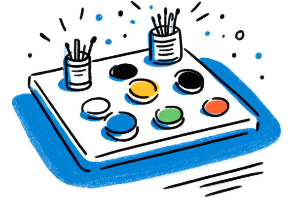 Assistant customization panel showing logo upload, color picker, and background selection