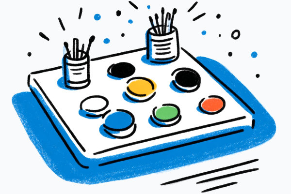 Assistant customization panel showing logo upload, color picker, and background selection